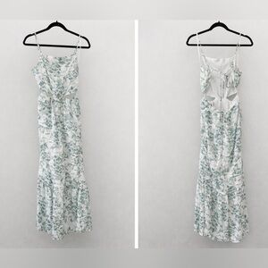 Abercrombie & Fitch Backless Dress in Green and White